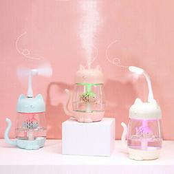 Cute Cat Led Humidifier Air Fan Diffuser Purifier Atomizer U