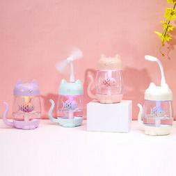 Cute Cat Led Humidifier Led Light Fan Diffuser Purifier
